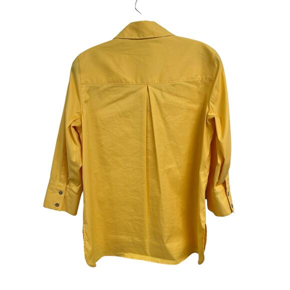 Per Se by Carlisle Yellow Front Pocket Snap Button Up Shirt Womens 6 - Picture 6 of 6